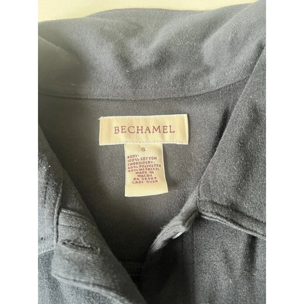 Bechamel Womens Small Black Cotton‎ Embroidered Holiday Gift Box Button Jacket